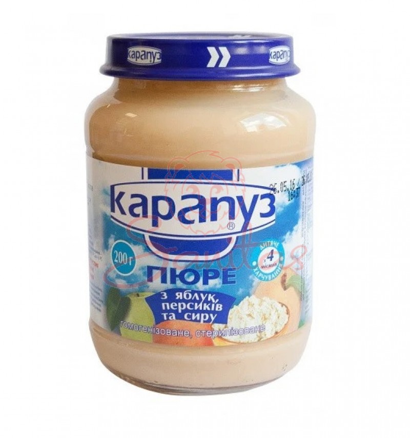 Пюре Карапуз яблуко персик сир 200мл                                            