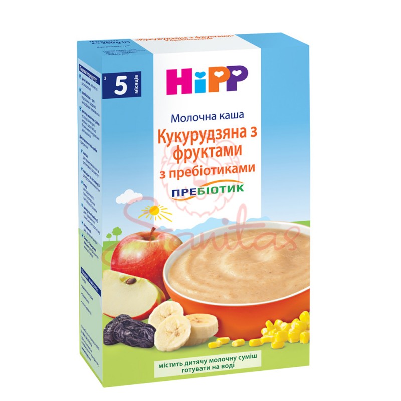 Каша Хіпп мол. кукурудза з фруктами та пребіотик. 250г                          