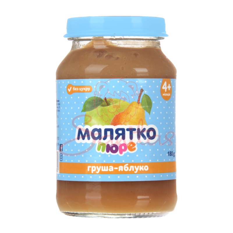 Пюре Малятко груша яблуко (скло) 180мл                                          