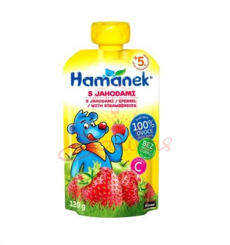 Пюре Хаманек яблуко полуниця 120г пауч                                      