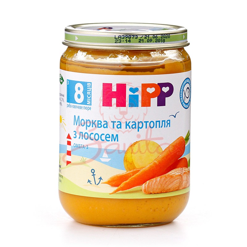 Пюре Хіпп рибне лосось в морквяно-картопляному пюре 190г                        