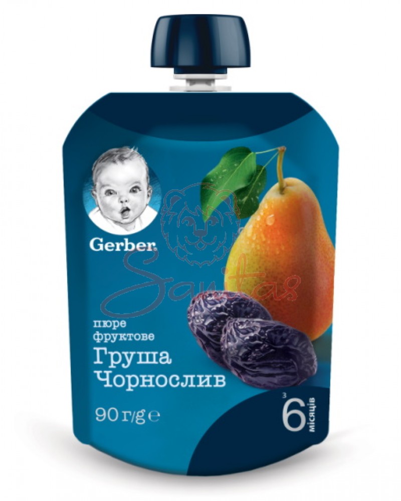 Пюре Гербер груша чорнослив від 6 міс. 90г                                      